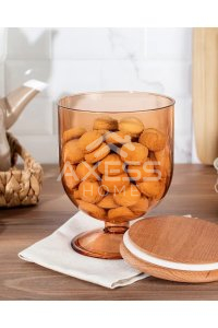 AXESSO Madame Coco Marion Ahşap Kapaklı 1600 ml Kurabiye Saklama Kabı AXSAKLAMA