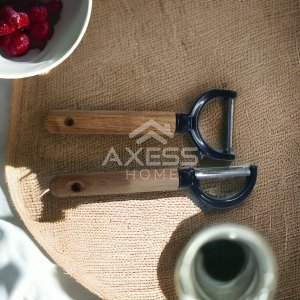 axesso MADAME COCO AHŞAP SAPLI 2'Lİ SEBZE MEYVE SOYACAĞI, JULYEN SOYACAK